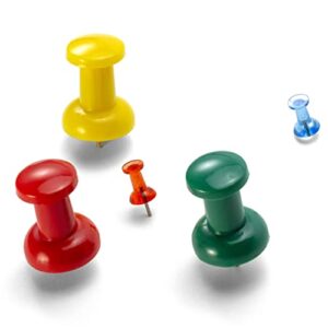 Officemate Giant Push Pins 1.5 Inch, Assorted Colors, Tub of 12 (92902)