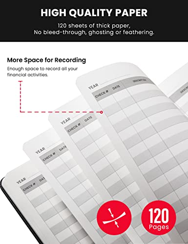 Check Registers for Personal Checkbook,Checkbook Register for Personal or Business, A5 Hardcover Registers Log to Track Payments, Deposits & Finances Transaction Black