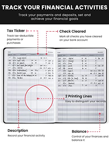 Check Registers for Personal Checkbook,Checkbook Register for Personal or Business, A5 Hardcover Registers Log to Track Payments, Deposits & Finances Transaction Black