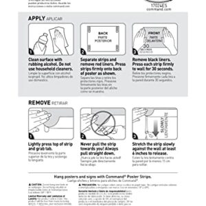 Command Poster Strips, Damage Free Hanging Poster Hangers, No Tools Wall Hanging Strips for Posters, 256 White Command Adhesive Strips