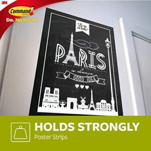 Command Poster Strips, Damage Free Hanging Poster Hangers, No Tools Wall Hanging Strips for Posters, 256 White Command Adhesive Strips