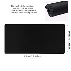 HIHUHEN Gaming Mouse Mat/Mouse Pad 23.6x11.8x0.12Inch | XXL Mouse pad | Table mat/Large Size | Improved Precision and Speed | Rubber Base for Stable Grip on Smooth Surfaces Non-Slip (60x30Black004)
