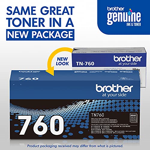 Brother Genuine Cartridge TN760 High Yield Black Toner,1 Pack