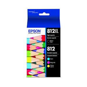 epson t812 durabrite ultra ink high capacity black & standard color cartridge combo pack (t812xl-bcs) for select epson workforce pro printers