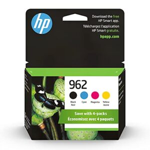 original hp 962 black, cyan, magenta, yellow ink cartridges (4-pack) | works with hp officejet 9010 series, hp officejet pro 9010, 9020 series | eligible for instant ink | 3yq25an