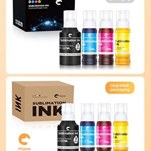Hiipoo Sublimation Ink for EcoTank Supertank Inkjet Printer ET-2400 ET-2720 ET-2760 ET-2800 ET-2803 ET-2830 ET-4800 ET-3760 ET-2850 ET-7720 ET-15000 /Upgrade Version/Offer Free ICC Printing
