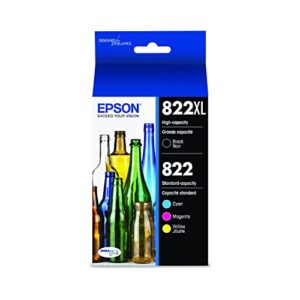 epson t822 durabrite ultra ink high capacity black & standard color cartridge combo pack (t822xl-bcs) for select epson workforce pro printers