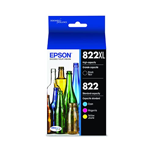 EPSON T822 DURABrite Ultra Ink High Capacity Black & Standard Color Cartridge Combo Pack (T822XL-BCS) for select Epson WorkForce Pro Printers