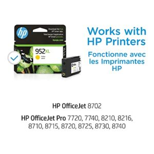 HP 952XL Yellow High-yield Ink Cartridge | Works with HP OfficeJet 8702, HP OfficeJet Pro 7720, 7740, 8210, 8710, 8720, 8730, 8740 Series | Eligible for Instant Ink | L0S67AN