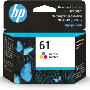 HP 61 Tri-color Ink | Works with DeskJet 1000, 1010, 1050, 1510, 2050, 2510, 2540, 3000, 3050, 3510; ENVY 4500, 5530; OfficeJet 2620, 4630 Series | Eligible for Instant Ink | CH562WN