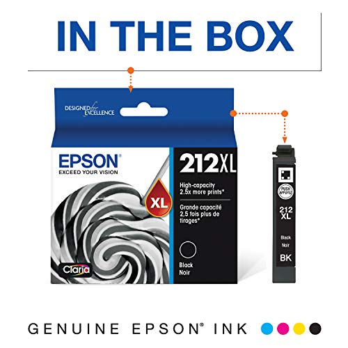 EPSON T212 Claria -Ink High Capacity Black -Cartridge (T212XL120-S) for select Epson Expression and WorkForce Printers