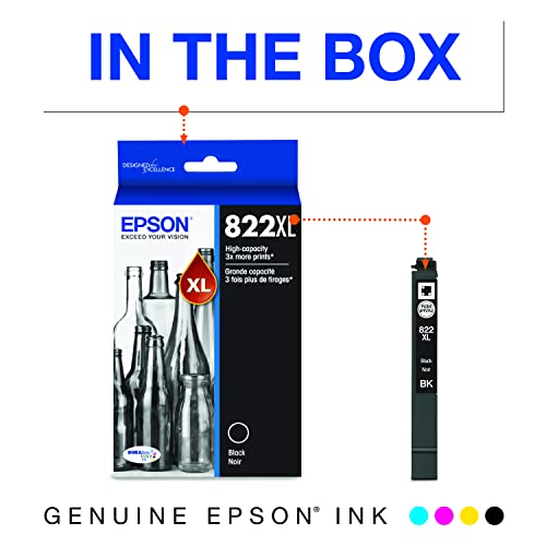 EPSON T822 DURABrite Ultra Ink High Capacity Black Cartridge (T822XL120-S) for select Epson WorkForce Pro Printers