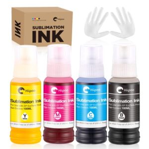 hiipoo sublimation ink for ecotank supertank inkjet printers et-2803 et-2800 et-2850 et-2720 et-4800 et-2400 et-3760 et-15000 et-4760 heat press transfer on t-shirt mug (autofill/icc-free/anti-uv)