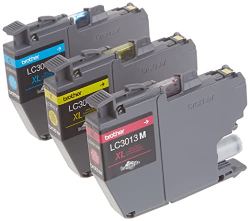 Brother Printer Genuine LC30133PKS 3-Pack High Yield Color Ink Cartridges, Page Yield Up to 400 Pages/Cartridge, Includes Cyan, Magenta and Yellow, LC3013