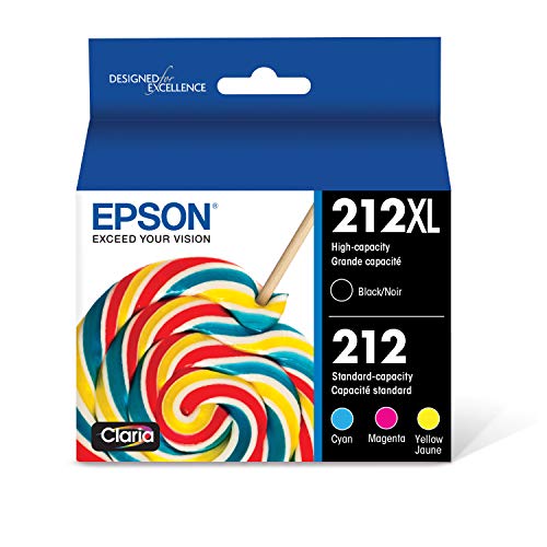 EPSON T212 Claria -Ink High Capacity Black & Standard Color -Cartridge Combo Pack (T212XL-BCS) for select Epson Expression and WorkForce Printers