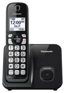panasonic cordless phone system, expandable home phone with call blocking, bilingual caller id and high-contrast display, 1 handset – kx-tgd610b (black)