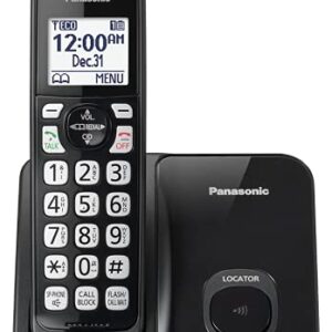 Panasonic Cordless Phone System, Expandable Home Phone with Call Blocking, Bilingual Caller ID and High-Contrast Display, 1 Handset - KX-TGD610B (Black)