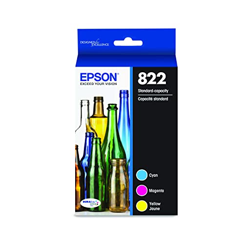 Epson 822 Standard Capacity, Cyan, Magenta, Yellow Jaune -Cartridge Combo Pack (822) for Select Epson Workforce Pro Printers