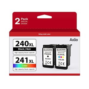 PG-240XL/CL-241XL Axlio Compatible Ink Cartridges Replacement for Canon 240 241, Remanufactured 240XL 241XL Combo Pack Use to Canon PIXMA MG3620 TS5120 MG3520 MG2120 MX452 MX512 MX532 Printer (2 Pack)