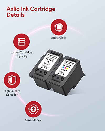 PG-240XL/CL-241XL Axlio Compatible Ink Cartridges Replacement for Canon 240 241, Remanufactured 240XL 241XL Combo Pack Use to Canon PIXMA MG3620 TS5120 MG3520 MG2120 MX452 MX512 MX532 Printer (2 Pack)