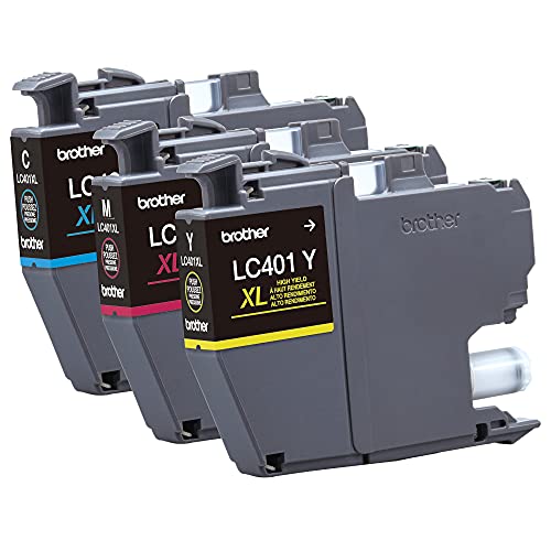 Brother Genuine LC401XL 3PK High Yield 3-Pack Color -Ink -Cartridges Includes 1- -Cartridge Each of Cyan, Magenta and Yellow -Ink.