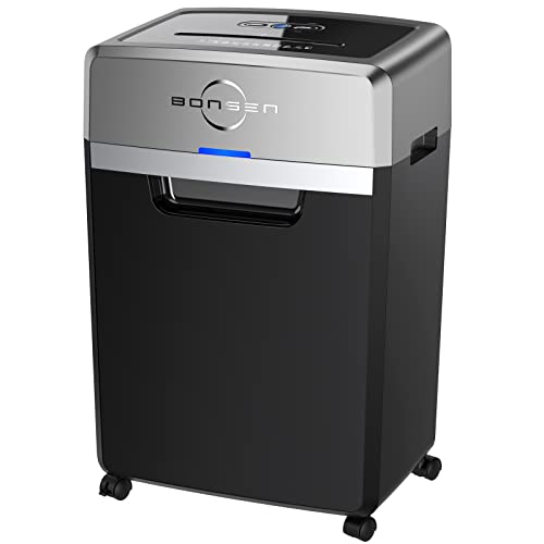 BONSEN Heavy Duty Paper Shredder, 24-Sheet Cross-Cut Shredder, 40-Min Continuous Running Time, Commercial Grade Shredder for Office, 9-Gallon Big Basket, 55dB Super Quiet, P-4 High Security (S3105)