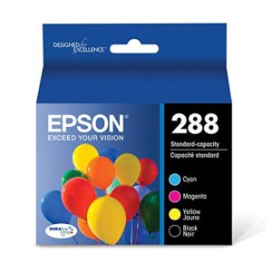 epson t288 durabrite ultra -ink standard capacity black & color -cartridge combo pack (t288120-bcs) for select epson expression printers, black and color combo pack