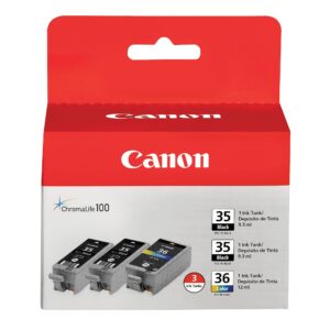canon pgi-35/cli-36 2 black and 1 color value pack compatible to ip100, ip110