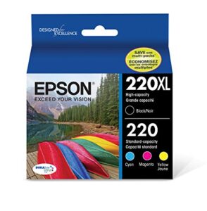 epson t220 durabrite ultra -ink high capacity black & standard color -cartridge combo pack (t220xl-bcs) for select epson expression and workforce printers