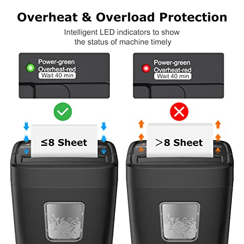 Bonsaii 8-Sheet Cross Cut Paper Shredder, Credit Cards/Mail/Staples/Clips Shredder for Home Use with 4.2 Gallon Bin (C261-C)