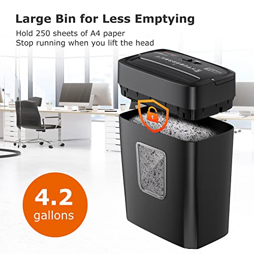 Bonsaii 8-Sheet Cross Cut Paper Shredder, Credit Cards/Mail/Staples/Clips Shredder for Home Use with 4.2 Gallon Bin (C261-C)