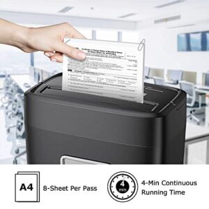 Bonsaii 8-Sheet Cross Cut Paper Shredder, Credit Cards/Mail/Staples/Clips Shredder for Home Use with 4.2 Gallon Bin (C261-C)