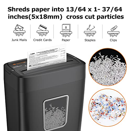 Bonsaii 8-Sheet Cross Cut Paper Shredder, Credit Cards/Mail/Staples/Clips Shredder for Home Use with 4.2 Gallon Bin (C261-C)