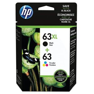 HP 63XL Black High Yield Original Cartridge & 63 Tri-Color Original Ink Cartridge, 2 Pack (L0R48AN)