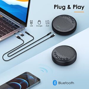 Conference Speaker and Microphone - EMEET Luna 360° Voice Pickup w/Noise Reduction/Mute/Indicator USB Bluetooth Speakerphone w/Dongle for 8 People Daisy Chain for 16 Compatible with Leading Software