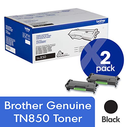 Brother Genuine TN850 2-Pack High Yield Black Toner Cartridge with Approximately 8,000 Page Yield/Cartridge