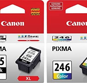 Canon PG-245 XL High Capacity Black Ink Cartridge (8278B001) + Canon CL-246 Color Ink Cartridge (8281B001)