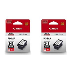 canon 2 pack pg-243 black ink cartridge for pixma ip, mx, mg, ts, and tr series printers – 5.6ml