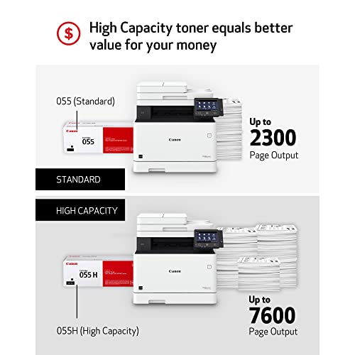 Canon Genuine Toner, Cartridge 055 Black (3016C001) 1 Pack, for Canon Color imageCLASS MF741Cdw, MF743Cdw, MF745Cdw, MF746Cdw, LBP664Cdw Laser Printers