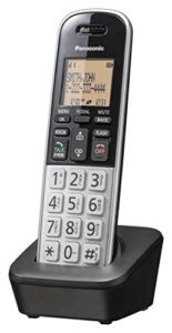 panasonic compact cordless phone with dect 6.0, 1.6″ amber lcd and illuminated hs keypad, call block, caller id, multiple display languages – 1 handset – kx-tgb810s (black/silver)
