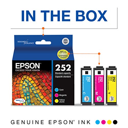 EPSON T252 DURABrite Ultra Ink Standard Capacity Color Combo Pack (T252520-S) for select Epson WorkForce Printers, 1 Size