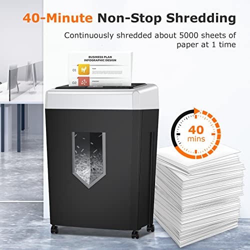 Bonsaii 14-Sheet Home Office Paper Shredder, 40-Minute Shredder for Home Use, Cross Cut Heavy Duty Shredder, CDs, Mails, Staple, Clip, with 4 Casters (C169-B)