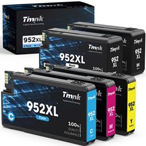 【5-pack larger capacity】 952xl ink cartridges replacement for original hp 952 952 xl ink cartridges combo pack (2bk/c/m/y), high-yield, for officejet pro 8710 8720 7720 7740 8210 8702 8715 8725