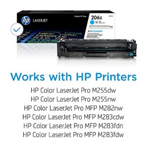 HP 206X Cyan High-yield Toner Cartridge | Works with HP Color LaserJet Pro M255, HP Color LaserJet Pro MFP M282, M283 Series | W2111X