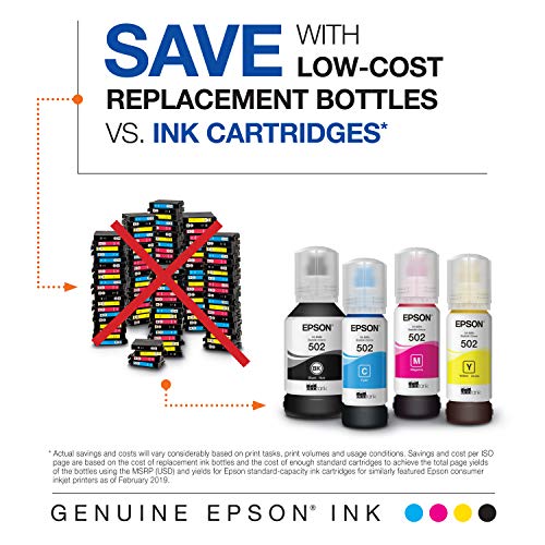 EPSON T502 EcoTank Ink Ultra-high Capacity Bottle Color Combo Pack (T502520-S) for select Epson EcoTank Printers