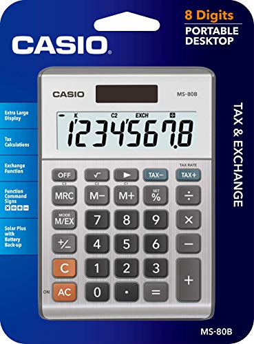 Casio MS-80B Standard Function Desktop Calculator,Black 147D×103W×28.8H mm