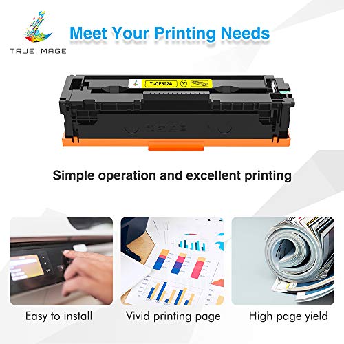 TRUE IMAGE Compatible Toner Cartridge Replacement for HP 202A CF500A 202X HP Color Pro MFP M281fdw M281cdw M254dw M281fdn M254dn M254nw M281 M254 Toner Printer Ink (Black Cyan Yellow Magenta, 5-Pack)