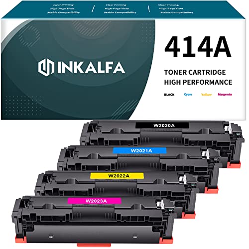 inkalfa 414A Toner Cartridges 4 Pack (with Chip) Compatible Replacement for HP 414A 414X W2020A W2020X Work for HP Color Pro MFP M479fdw M479fdn M454dw M454dn M479 M454 Printer Toner