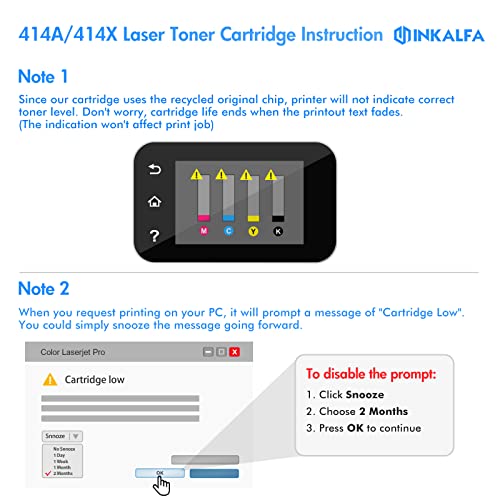 inkalfa 414A Toner Cartridges 4 Pack (with Chip) Compatible Replacement for HP 414A 414X W2020A W2020X Work for HP Color Pro MFP M479fdw M479fdn M454dw M454dn M479 M454 Printer Toner