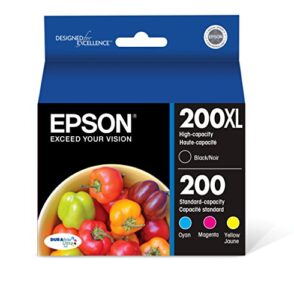 epson t200 durabrite ultra ink high capacity black & standard color cartridge combo pack (t200xl-bcs) for select epson expression and workforce printers